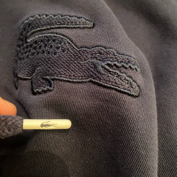 LACOSTE navy blue zip up sweater with embroided logo - Picture 7 of 7